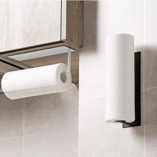 Kitchen Self-adhesive Accessories Under Cabinet Paper Roll Rack Towel Holder Tissue Hanger Storage Rack For Bathroom Toilet