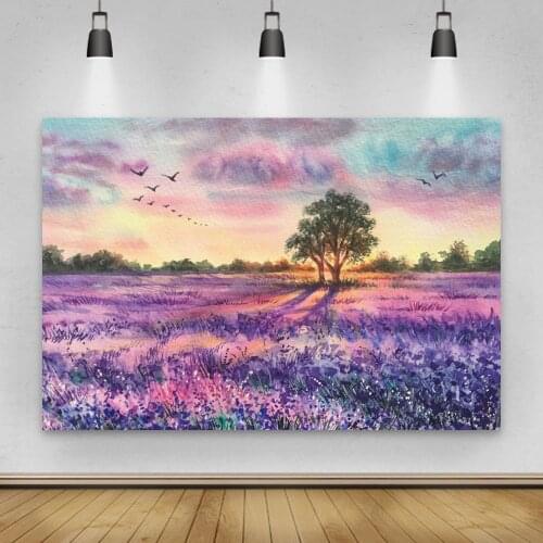 Laeacco Oil Painting Purple Flower Sea Wedding Children Portrait Photographic Backdrop Background For Photo Studio Photophone