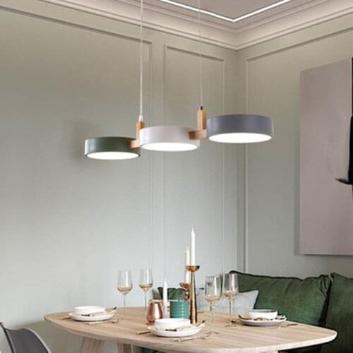 Nordic Natural Wood Chandelier Lighting Dining Room Hanging Lights Kitchen Lighting Fixtures 3 Colors Switchable