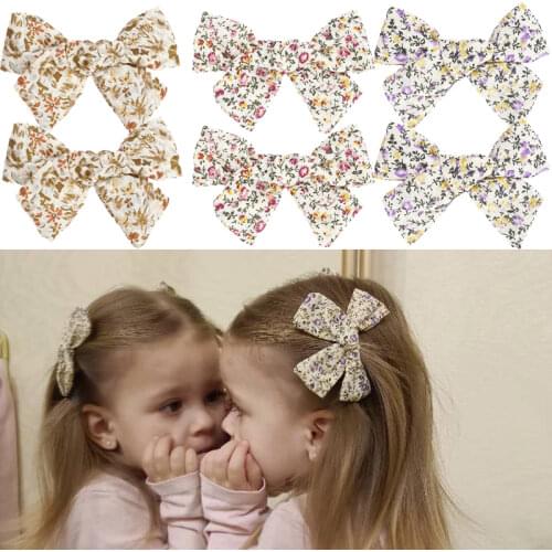 Girls Hair Clips Printing Hairpin For Baby Cotton Linen Barrette Summer Children Country Style Hair Accessories Kids Hairclip