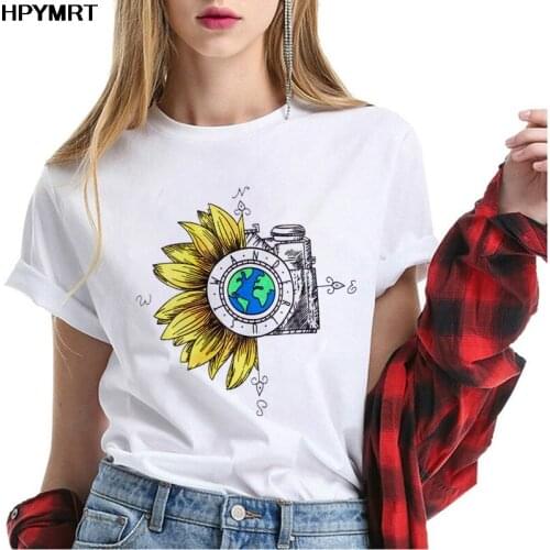 Fashion Daisy print t shirts womens large size loose short-sleeved tshirt unisex mid-length Oversized Tops soft summer T-shirt