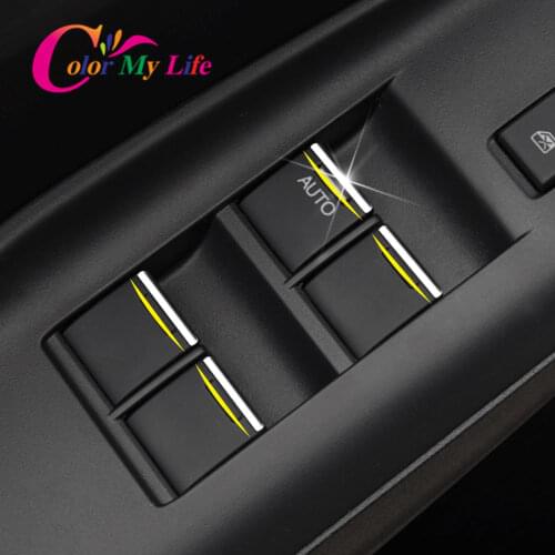 Color My Life 7Pcs/Set ABS Chrome Car Window Lift Buttons Sequins Trim Sticker for Honda CRV CR-V Fit City Accord Jade HRV HR-V