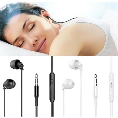 Anti-noise Soft Sleep Headphones HiFi Silicone Side Sleeping Sound Insulation In-Ear Phone Headset Tuning With Microphone Cable