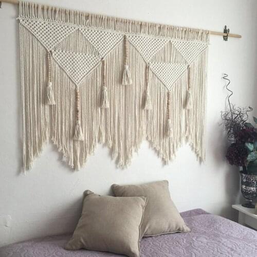 New Macrame Wall Hanging Handwoven Bohemian Cotton Rope Boho Tapestry Home Decor Creamy-White