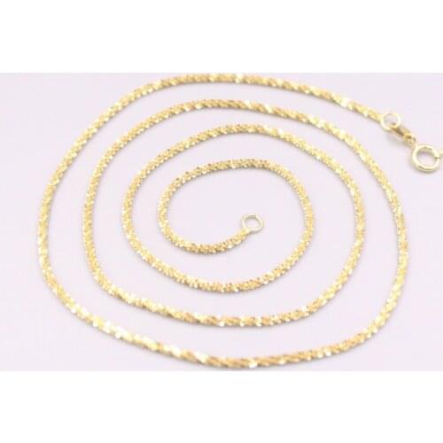 AU750 Pure 18K Yellow Gold Chain 1.5mm Wide Full Star Necklace 3.5g / 20inch For Women Gift