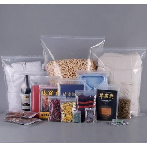 100pcs Various Size Red Edge Transparent Resealable Zip Lock Bag Shoe Snacks Jewelry Vacuum Fresh Bag Food Storage Packaging