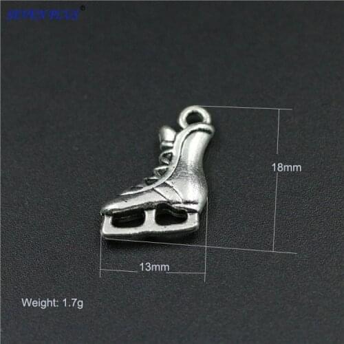 High Quality 20 Pieces/Lot 13mm*18mm Antique Silver Plated Or Antique Bronze Sport Charms 3D Skating Shoes Skating Charms