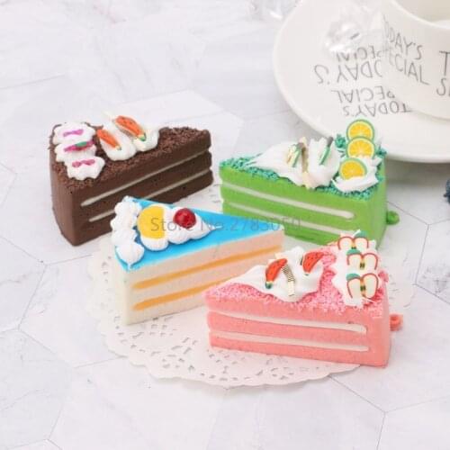1Pc Realistic Artificial Triangle Cake Assorted Fake Cakes Model Photography Props Home Cake Shop Decoration Crafts