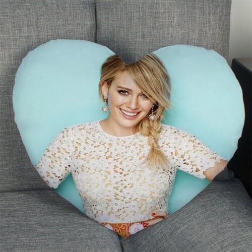 Hot Sale Custom Hilary Duff Actor Singer Heart Shape Pillow Covers Bedding Comfortable Cushion/High Quality Pillow Cases