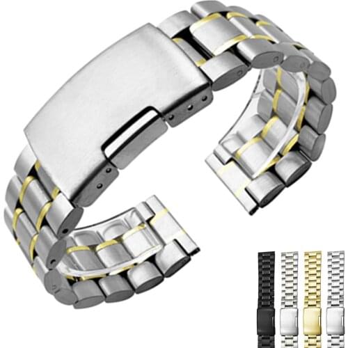 14/16/18/19/20/21/22/24/26mm HQ Solid Link Watch Band Strap Stainless Steel Luxury Replacement Bracelet Adjustable Watchbands