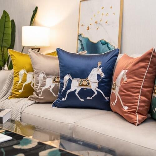 Luxury Embroidery Horse Cushion Cover For Couch Designer Pillow Case Home Decorative Living Room Sofa Cushion Cover 50x50cm