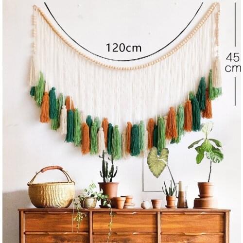 Farmhouse Pastoral Wall Decor Tapestry Pastoral Curtain Woven Macrame Sofa Tapestry Headboard Livingroom Ins Photo Background