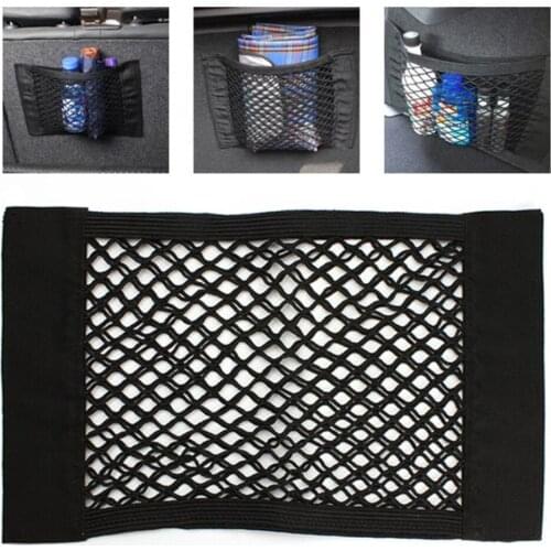 Car Back Rear Mesh Trunk Seat Elastic String Net Magic Sticker Universal Storage Bag Pocket Cage Auto Organizer Seat Back Bag
