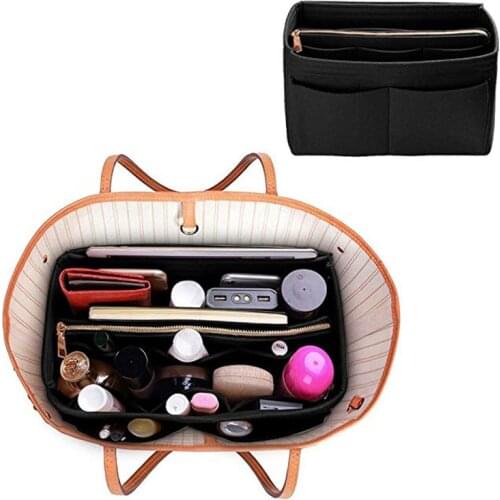 Felt Cloth Handbag Organizer Insert Bag Travel Makeup Organizer Inner Purse Portable Cosmetic Bags Fit Various Brand Bags