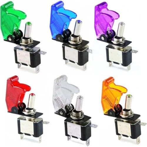 Auto Car Boat Truck Illuminated Led Toggle Switch 12V20A With Safety Aircraft Flip Up Cover Guard Red Blue Green Yellow White