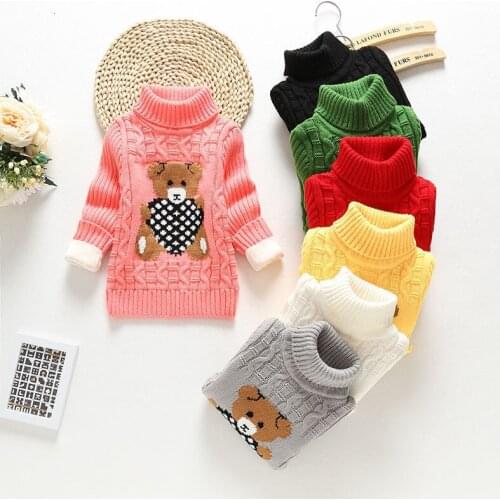 Girls Warm Sweater Autumn Winter Boys Girls Sweater 2019 New Children Sweaters Kids Knitted Thick Warm Sweaters Outerwear B3