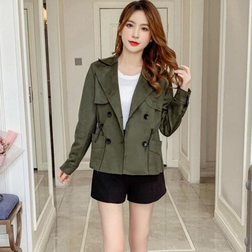 New Women Winter Short Solid Korean Trench Coats Women 2020 Women Elegant Fashion Office Lady Slim Adjustable Waist Coat
