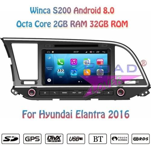 Winca S200 Android 8.0 Car DVD Player Radio For Hyundai Elantra 2016 Stereo GPS Navigation Magnitol 2 Din Media Center Video MP3