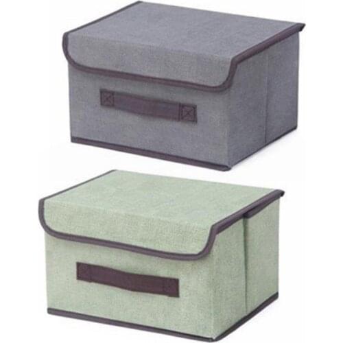 Cotton Linen Storage Box With Cap 2 Size Clothes Socks Toy Snacks Sundries Organizer Set Fabric Boxes Cosmetics Household