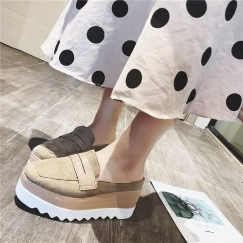 Women New Summer Fall Slippers Outdoor Fur Shoes Women Thick Bottom Platforms Slope Heel Black Basic Fashion Slippers