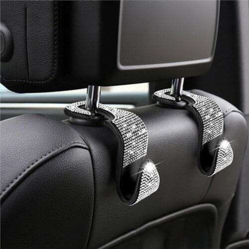 1Pcs Car Back Seat Hook Rhinestones Crystal Handbag Headrest Hanger Car Accessories Car Clips Seat Back Hooks Car Accessories