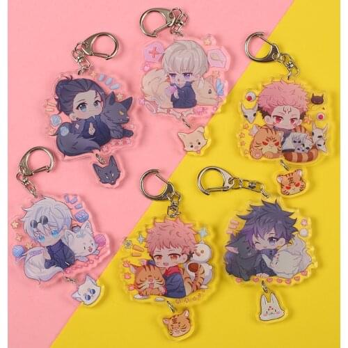 1 Pcs Cute Anime Jujutsu Kaisen Keychains Cartoon Figure Gojo Satoru Yuji Itadori Nobara Kugisaki Acrylic Pendant Keyring Toys