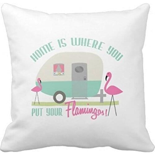 18" x 18" Home Is Where You Put Your Flamingos Pillow Decorative Throw Pillow Case Cushion Cover