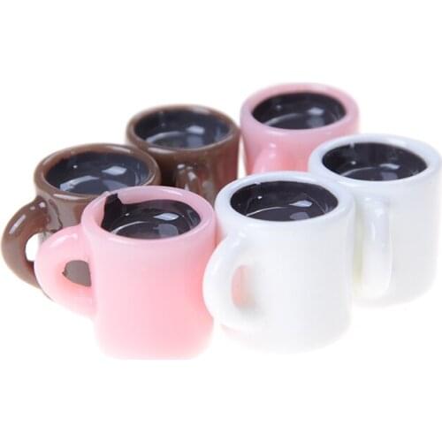 2pcs Plastic Resin Coffee Cups DIY 1:12 Dollhouse Miniature Plastic Crafts Doll House Furniture Dolls Accessories