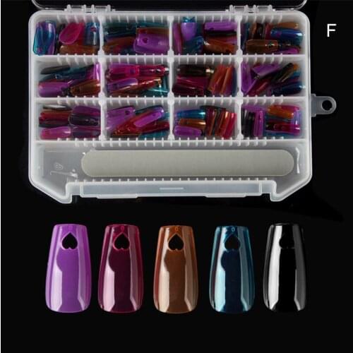 240pcs Artificial Nails Coffin Pointed False Nail Press On Mixed Multi-Color Ballet Nail Patches With Nail File Safe Portable DL