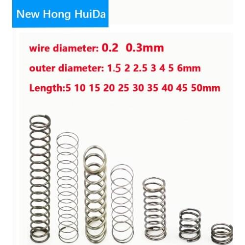 30pcs 0.2 0.3mm Wire Dia OD 1.5 2 2.5 3 4 5 6 Small Y-type Rotor Return Compression Pressure spring 5-50mm 304 Stainless Steel