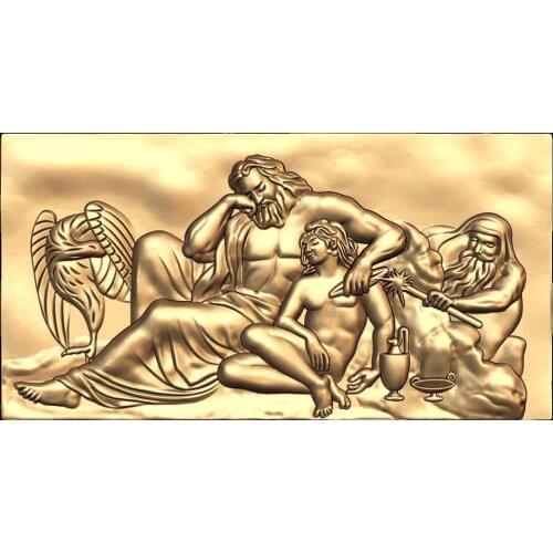 3d model relief for cnc in STL file format ancient western mythological figures bas relief stl model