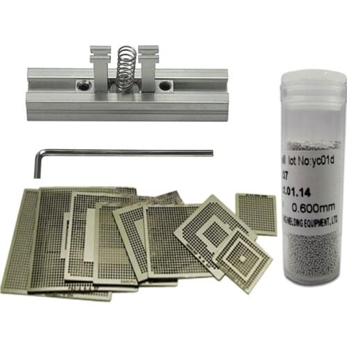 2019 Original 9PCS Xbox PS3 Reballing Stencils + 1 Bottle 0.6mm 25K Solder Ball + 1PC Direct Heated Reballing Station