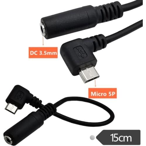 90 Angled Micro USB 5 Pin Male To 3.5mm Female Jack AUX Audio Sync Headphone Adapter Cable Cord 15cm