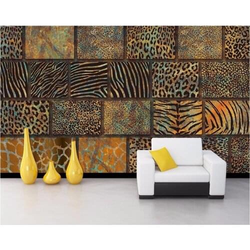 Beibehang Custom wallpaper 3D mural personality wand paper cortex texture leopard fashion retro restaurant bar decoration