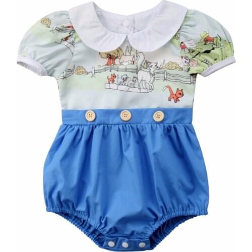 Newborn Baby Girl Cat Sleeveless Bodysuits Jumpsuit Bodysuit Outfits Clothes Sunsuit Size 0-24M