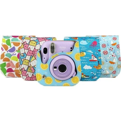 Fujifilm Instax Mini 11 Instant Film Camera Case Summer Stylish PU Leather Shoulder Strap Bag Protector Cover Case Pouch