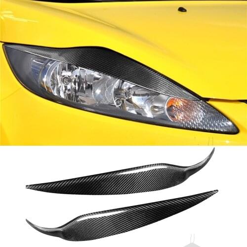 Real Carbon Fiber Front Headlight Eyelids Eyebrow Decoration Cover for Ford Fiesta 2009-2012 Exterior Car Assessoires