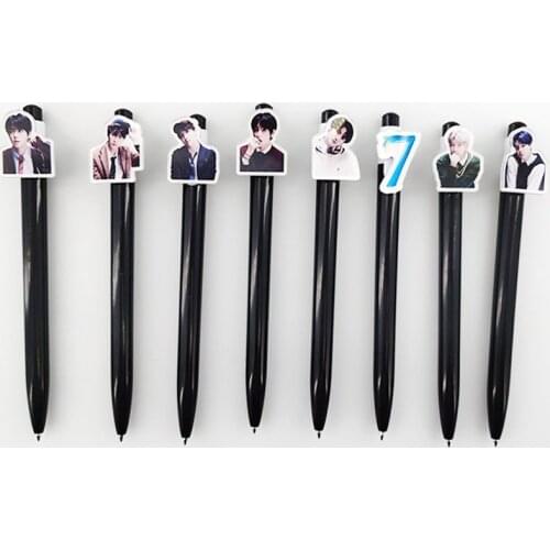 8 pcs/lot Map Of The Soul 7 Black Ball Point Pens JIMIN JIN SUGA J-HOPE V JUNG KOOK Kpop Student Stationery School Supply Gift