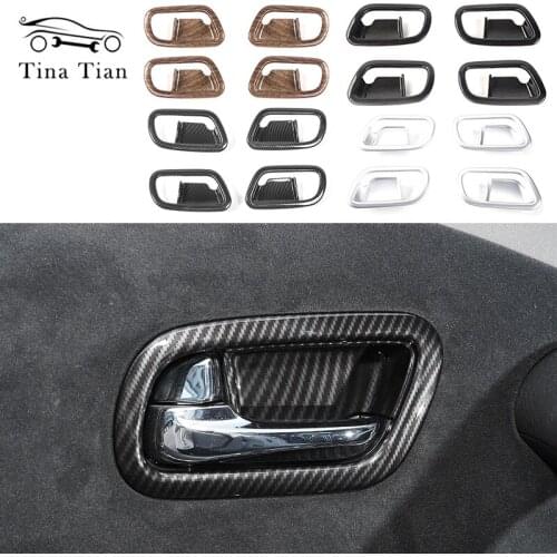 Carbon Fiber Color Door Handle Bowl Sticker Interior Mouldings Styling For Nissan Patrol Y62 2017 2018 2019 2020 Accessories