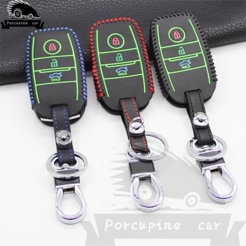 Noctilucent leather Car Key Case Cover For Kia Ceed Rio VCiiC Sportage R Ceed Cerato Sorento K3 K4 K5 Optima 2015 2016 2017 2018