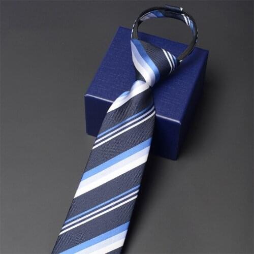 8CM Wide Zipper 2020 Brand New High Quality Business Work Ties For Men Fashion Formal Neck Tie Classical Blue Striped Necktie
