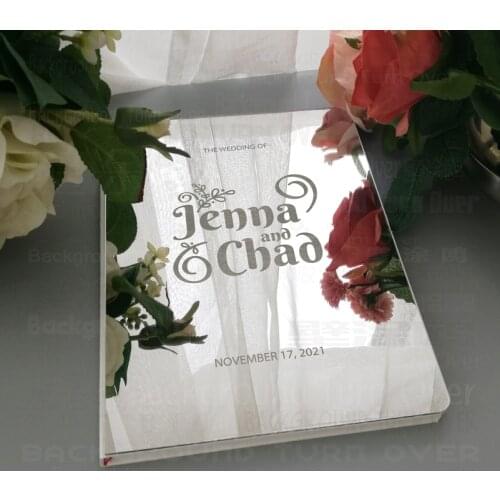 Guest Book Wedding Signature Decor Party White Personalized Guestbook Engrave Carve Mirror Blank Favor Cover Gift Rustic G038