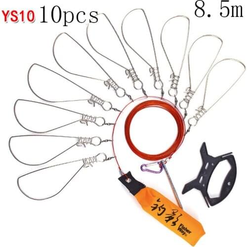 Ilure live fish lock 5m 10m Fishing tools 5 lock and 10locks Stainless Steel Float Fish Stringer Lock fishing rope pesca