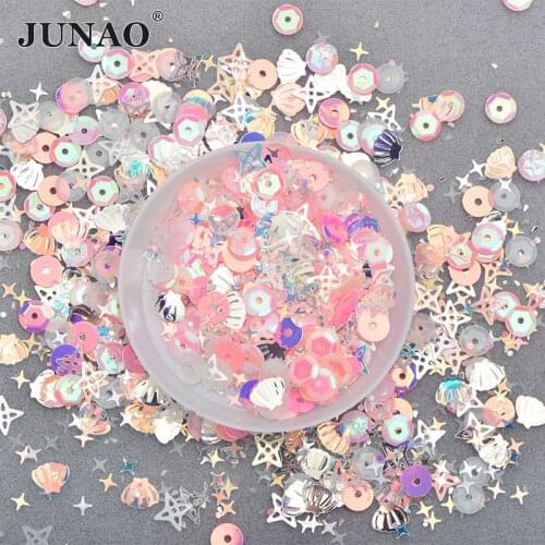JUNAO Mix Size Mix Color Glitter Nail Decoration Sequins Loose Sewing Sequins Paillettes Material Flakes Manicure Sticker Crafts