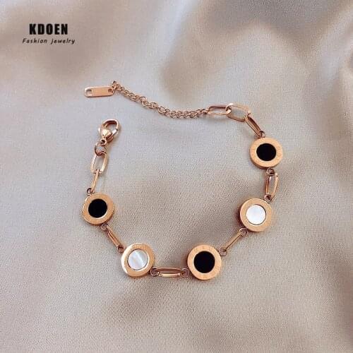 Classic Titanium Steel Black and White Disc Roman Digital Bracelet For Woman 2020 Fashion Korean Jewelry Party Girls Bracelet