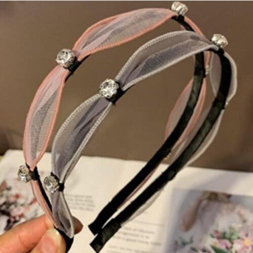 Tiny Crystal Headband Women Hair Accessories Solid Mesh Rhinestones Hairband Ladies Headpiece Fairy Girls Headbands Mesh
