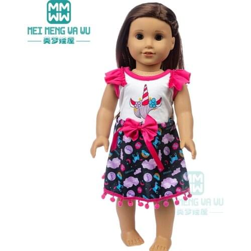Doll Clothes fashion Cartoon dress for 43 cm toy new born doll 18 Inch American baby Girls gift