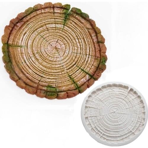 KUXSE 3D Tree Stump Silicone Mold Fondant Cake Decorating Tool Sugarcraft Chocolate Clay Candy Gumpaste Mold Kitchen Baking Tool