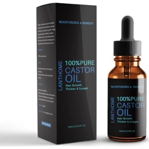 Lanthome 10ML Black Castor Oil Natural Hair Growth Eyebrow Enhancer Serum Lash Lift Castor Organic Eyelash Growth Essential Oi