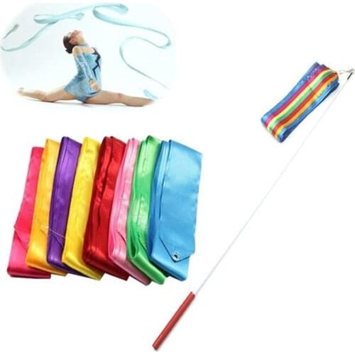 6M 9 Colors Dance Ribbon Gym Rhythmic Art Gymnastic Ballet Streamer Twirling Rod